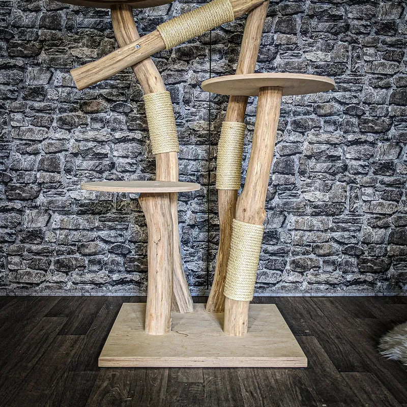 Naturkratzbaum 3850 Kratzbaum Natur Holz Design 160 cm hoch Katzenbaum