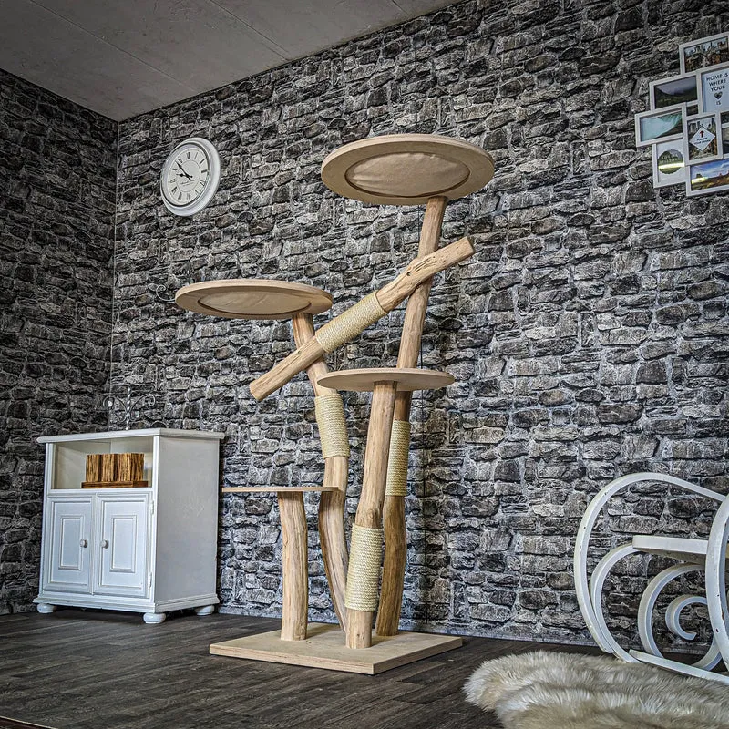 Naturkratzbaum 3850 Kratzbaum Natur Holz Design 160 cm hoch Katzenbaum