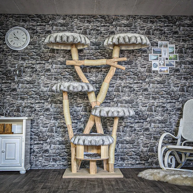 Naturkratzbaum 3849 Kratzbaum Natur Holz Design 195 cm hoch Katzenbaum