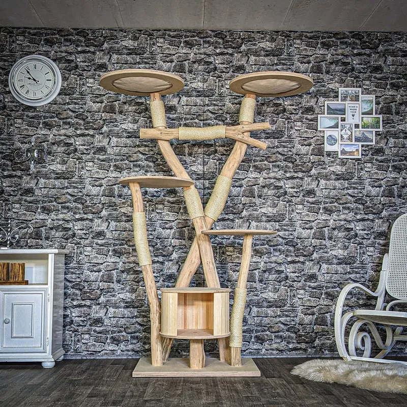 Naturkratzbaum 3849 Kratzbaum Natur Holz Design 195 cm hoch Katzenbaum