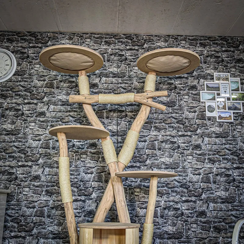 Naturkratzbaum 3849 Kratzbaum Natur Holz Design 195 cm hoch Katzenbaum