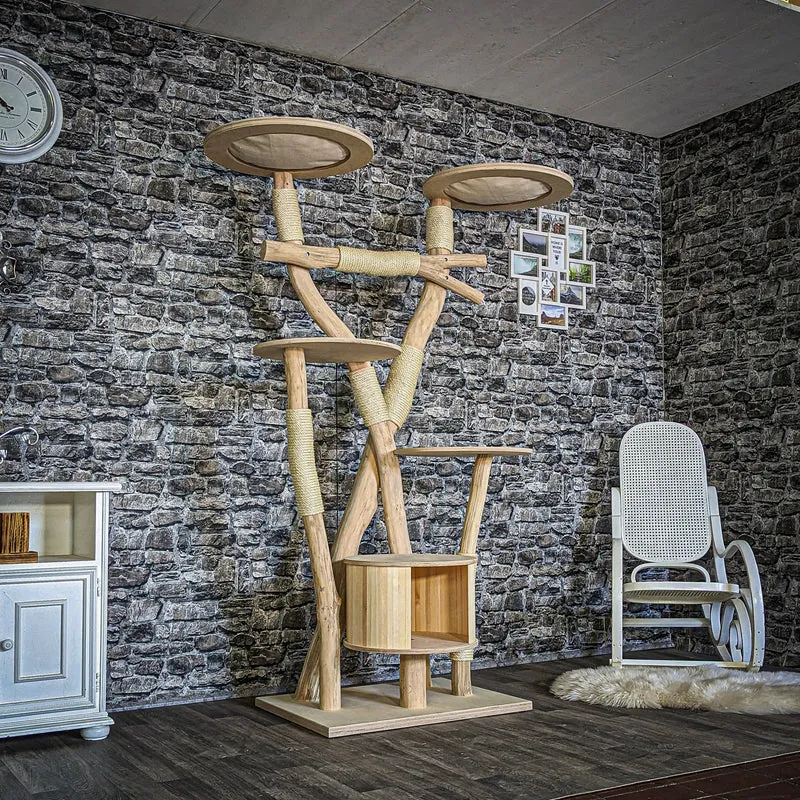 Naturkratzbaum 3849 Kratzbaum Natur Holz Design 195 cm hoch Katzenbaum