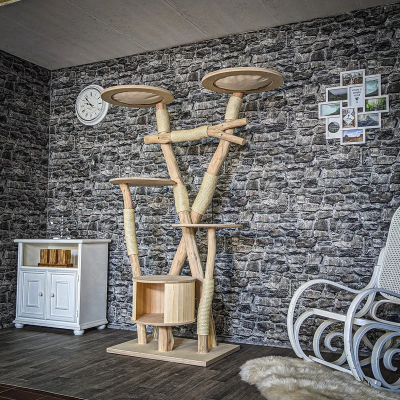 Naturkratzbaum 3849 Kratzbaum Natur Holz Design 195 cm hoch Katzenbaum