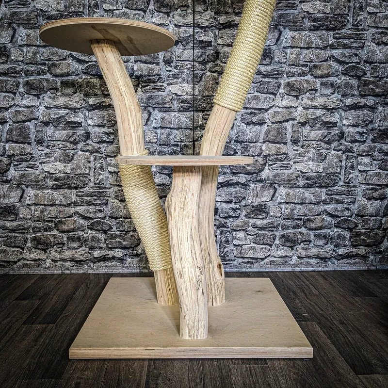 Naturkratzbaum 3846 Kratzbaum Natur Holz Design 120 cm hoch Katzenbaum