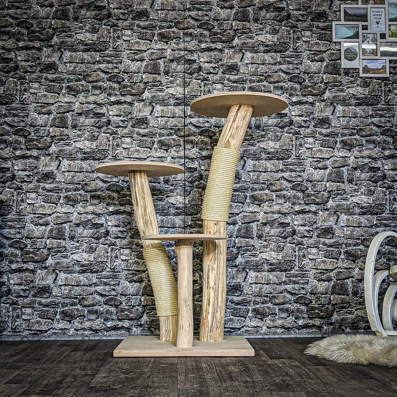 Naturkratzbaum 3845 Kratzbaum Natur Holz Design 123 cm hoch Katzenbaum