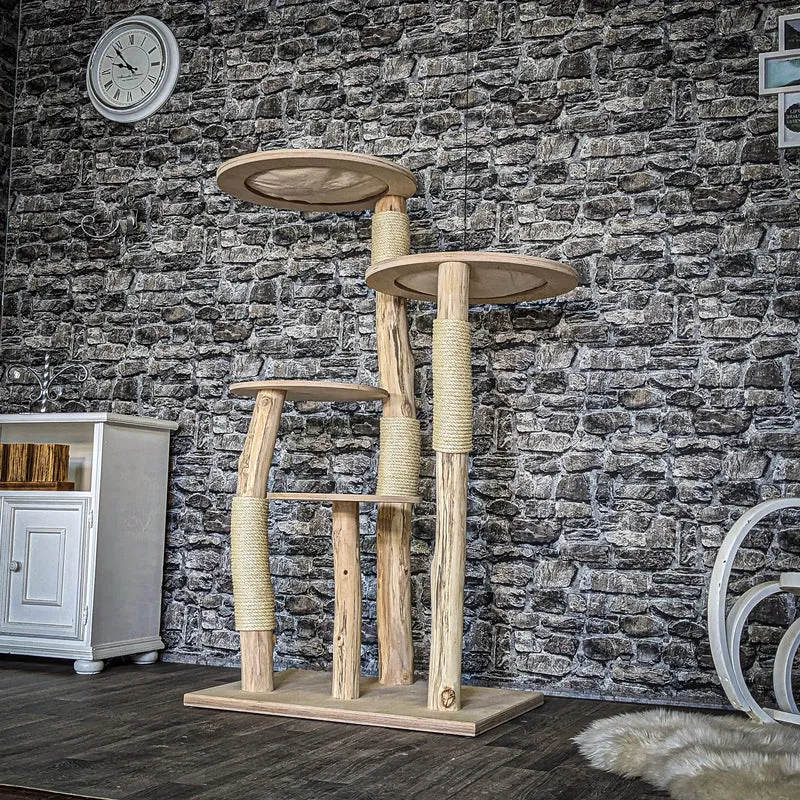Naturkratzbaum 3843 Kratzbaum Natur Holz Design 145 cm hoch Katzenbaum