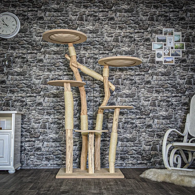 Naturkratzbaum 3841 Kratzbaum Natur Holz Design 175 cm hoch Katzenbaum