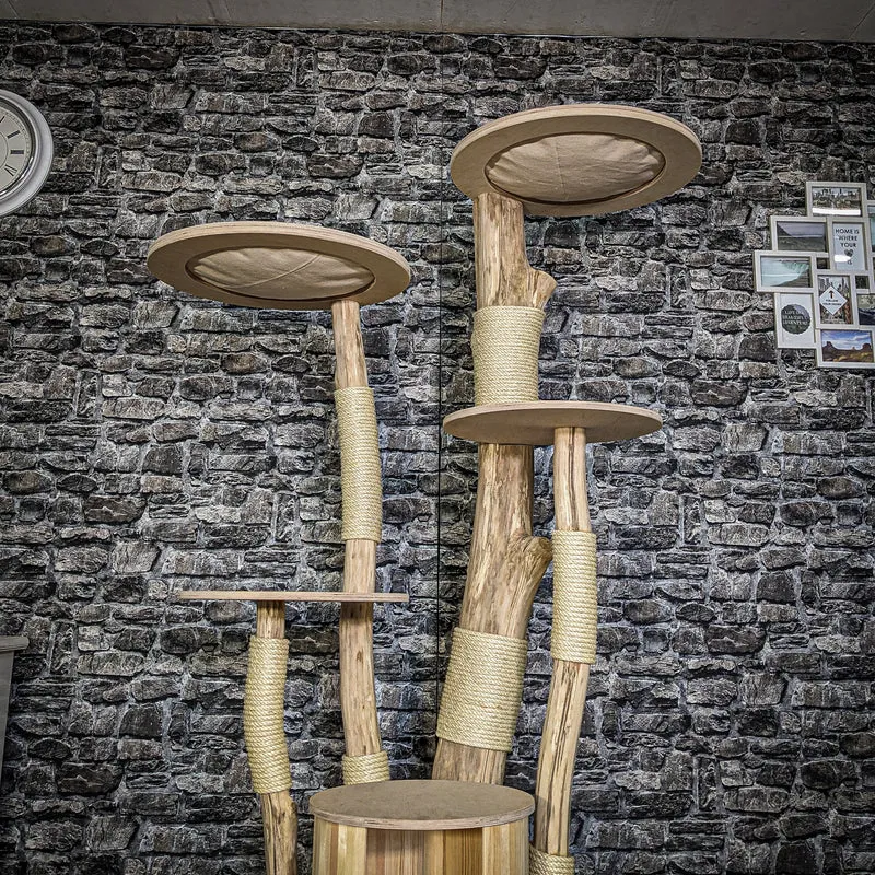 Naturkratzbaum 3838 Kratzbaum Natur Holz Design 185 cm hoch Katzenbaum