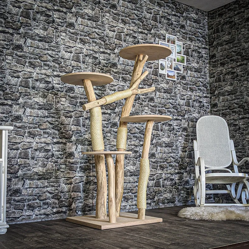 Naturkratzbaum 3837 Kratzbaum Natur Holz Design 156 cm hoch Katzenbaum