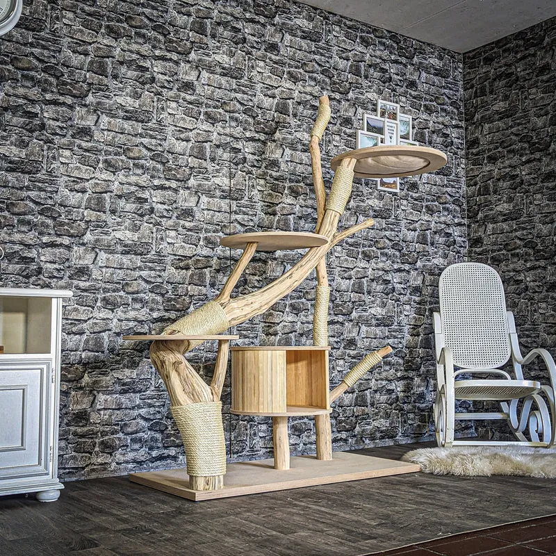 Naturkratzbaum 3836 Kratzbaum Natur Holz Design 185 cm hoch Katzenbaum