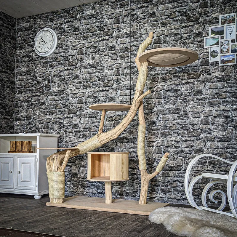Naturkratzbaum 3836 Kratzbaum Natur Holz Design 185 cm hoch Katzenbaum