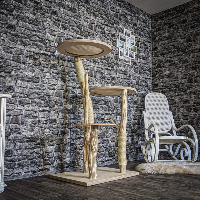 Naturkratzbaum 3835 Kratzbaum Natur Holz Design 135 cm hoch Katzenbaum