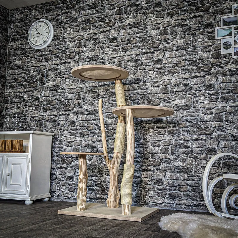 Naturkratzbaum 3835 Kratzbaum Natur Holz Design 135 cm hoch Katzenbaum