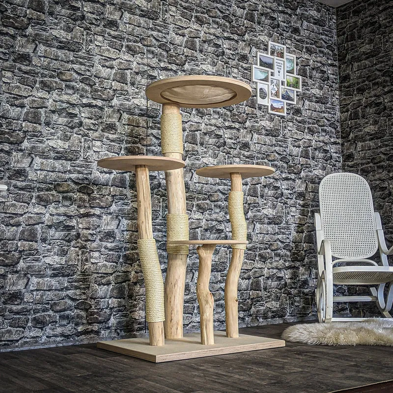 Naturkratzbaum 3834 Kratzbaum Natur Holz Design 135 cm hoch Katzenbaum