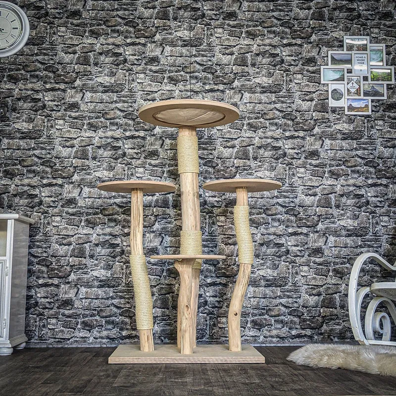 Naturkratzbaum 3834 Kratzbaum Natur Holz Design 135 cm hoch Katzenbaum