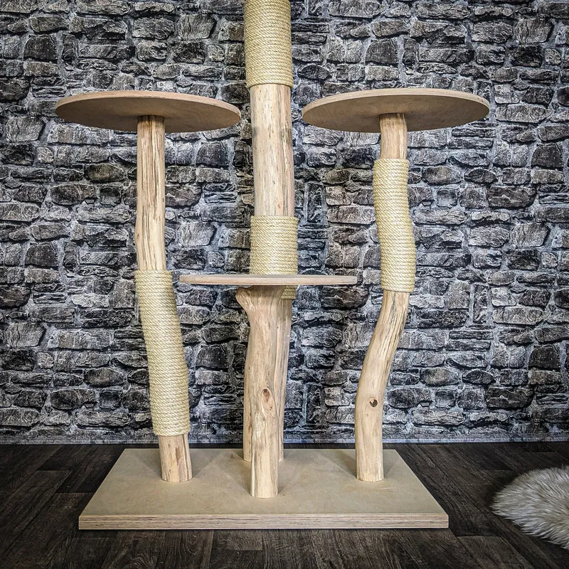 Naturkratzbaum 3834 Kratzbaum Natur Holz Design 135 cm hoch Katzenbaum