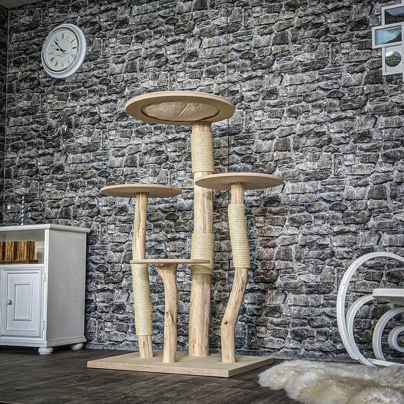 Naturkratzbaum 3834 Kratzbaum Natur Holz Design 135 cm hoch Katzenbaum