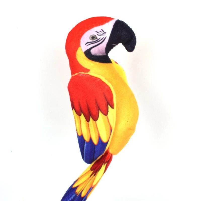 Kuscheltier Katze, Realistisches Papageien Design, 16cm, mit Knisterpapier für spannende Geräusche, in Blau oder Rot