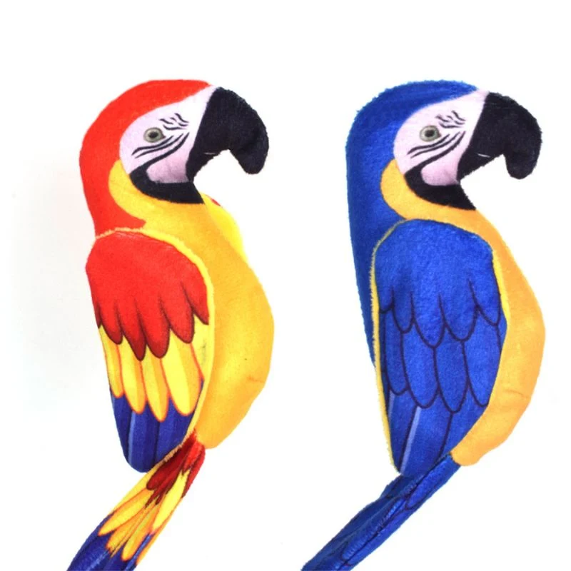 Kuscheltier Katze, Realistisches Papageien Design, 16cm, mit Knisterpapier für spannende Geräusche, in Blau oder Rot
