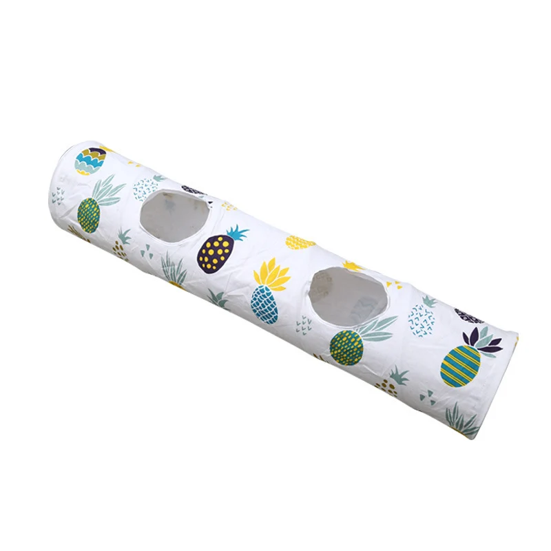 Katzentunnel für Katzen, faltbare Katzenkanal mit Runde Öffnung grünes Druckdesign, Plüschball Spielzeug für aktive Katzen