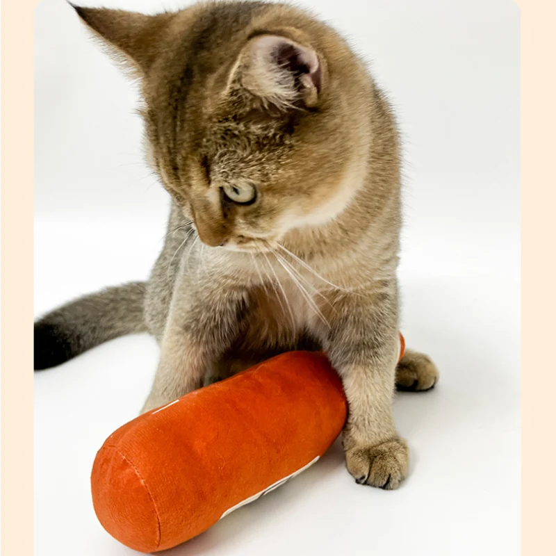 Kuscheltier für Katze, Plüschspielzeug im Weinflasche Design, Quietschend & weich, ideal zum Spielen für Katzen
