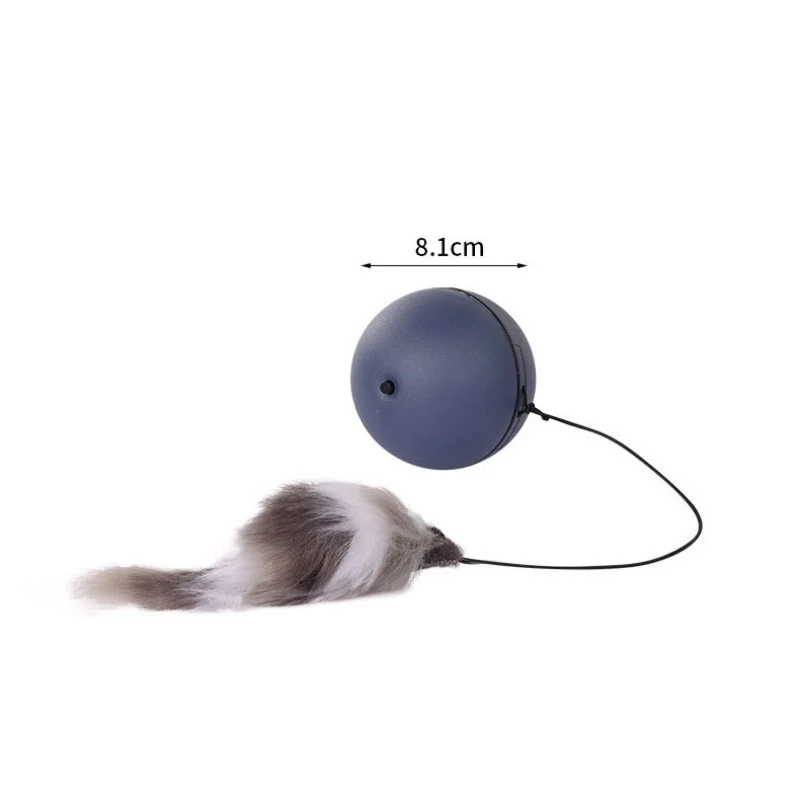 Katzenspielzeug elektrisch, Interaktives Katzenball mit Mause-Spielzeug, 8,1 cm Durchmesser, Grau, für aktive Katzen