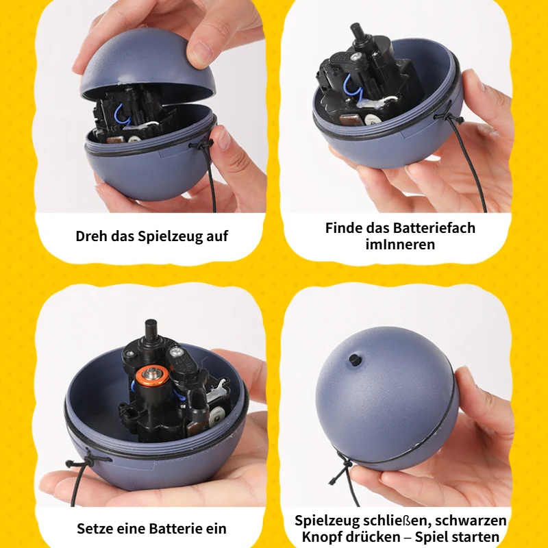 Katzenspielzeug elektrisch, Interaktives Katzenball mit Mause-Spielzeug, 8,1 cm Durchmesser, Grau, für aktive Katzen