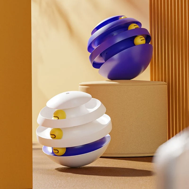 Katzen Spielzeug, Wackelspielzeug Intelligenzspielzeug, Kombination aus Ballspiel und Schienenbahn, Durchmesser 22cm, langlebig und unterhaltsam