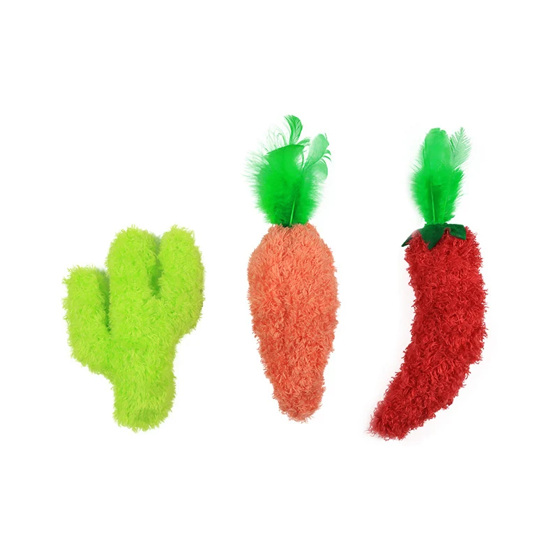 Kuscheltier für Katze, Kaktus, Karotten und Paprika Spielzeug mit Katzenminze und Lautes Papier, 3er Set