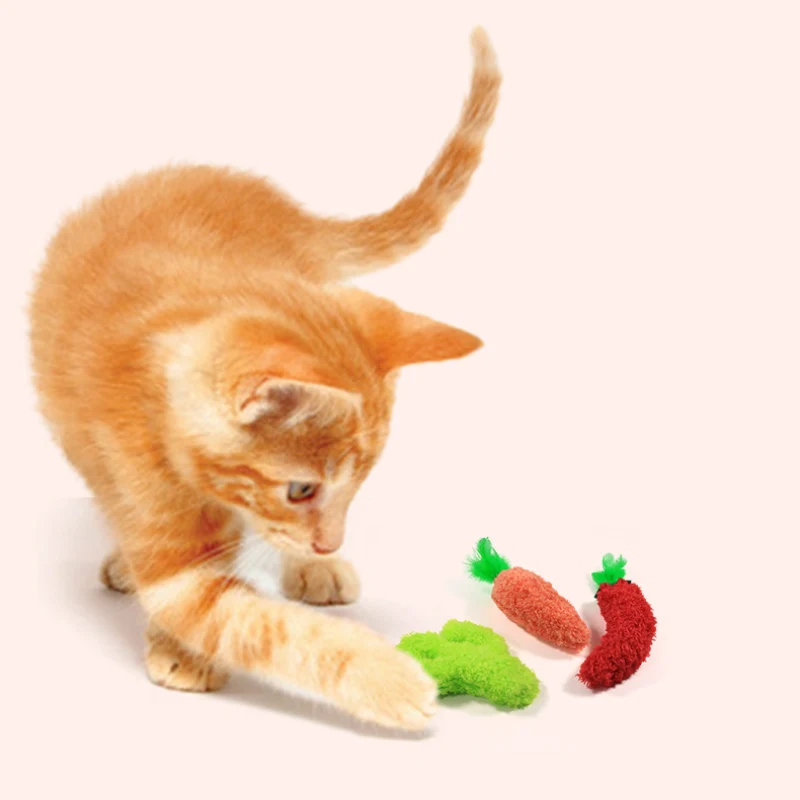 Kuscheltier für Katze, Kaktus, Karotten und Paprika Spielzeug mit Katzenminze und Lautes Papier, 3er Set