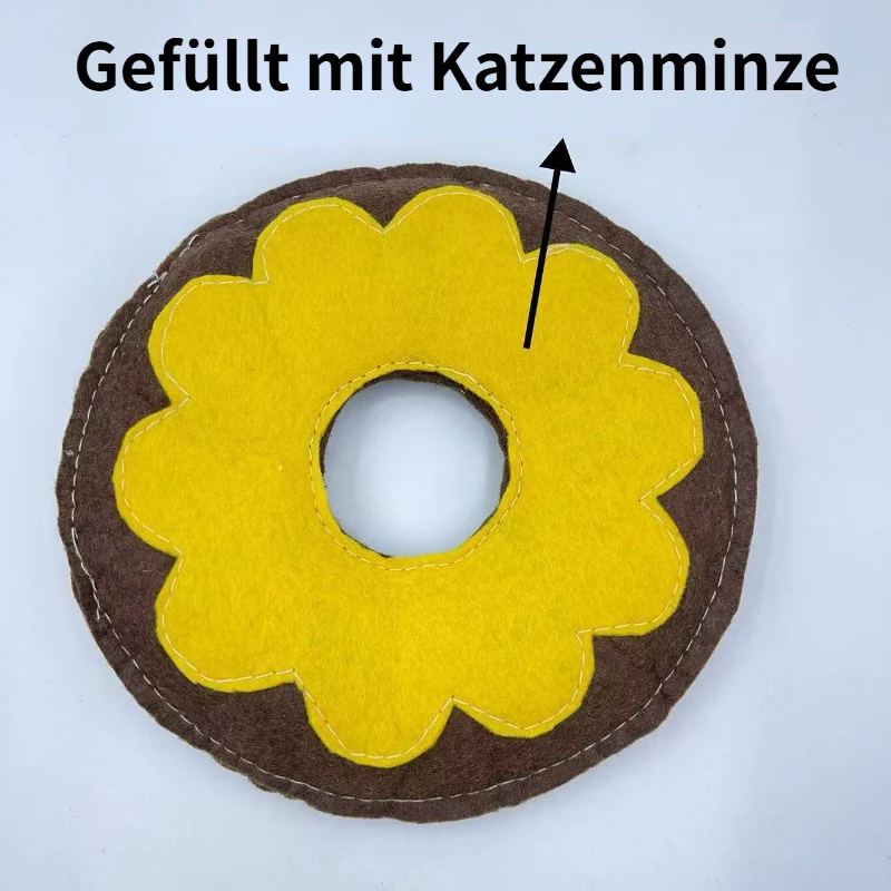 Katze Spielzeug, 16,5 cm Durchmesser Krapfen mit Katzenminze, Verfügbar in zwei Farben, Beißspielzeug & Langeweile lindern