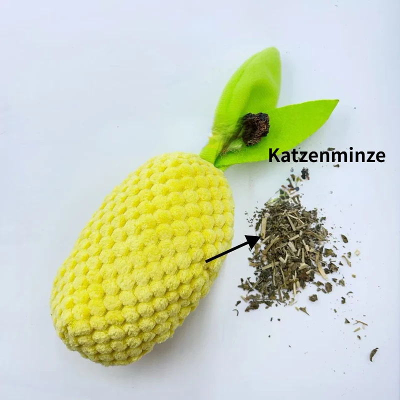 Katze Kuscheltier, Simulation Pineapple Plüsch Spielzeug mit Katzenminze, Zahnreinigung, Selbstunterhaltung, 19×7,5×7,5 cm