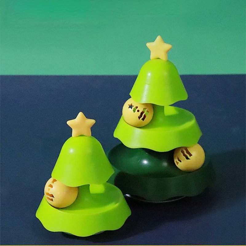 Katze Spielzeug, Weihnachtsbaumform Katzen-Spielbahn mit Lichtern & Glockenball, Zwei Designs, Zwei- und Dreilagige Bahn