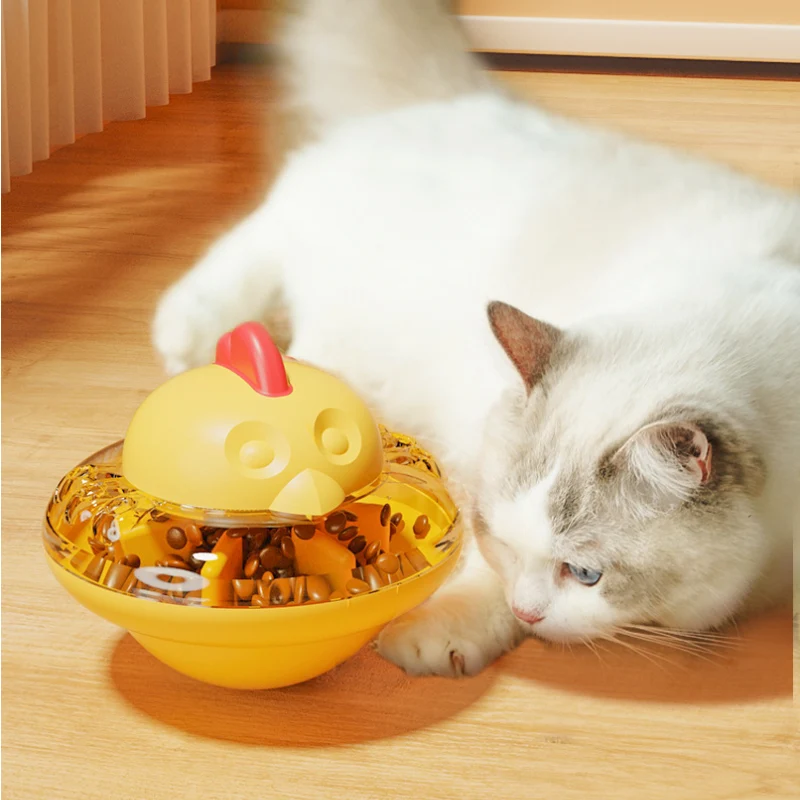 Intelligenzspielzeug Katze, Küken Form Cat-Drehteller, Kippschutz-Design, Futterspielzeug für verschiedene Snackgrößen