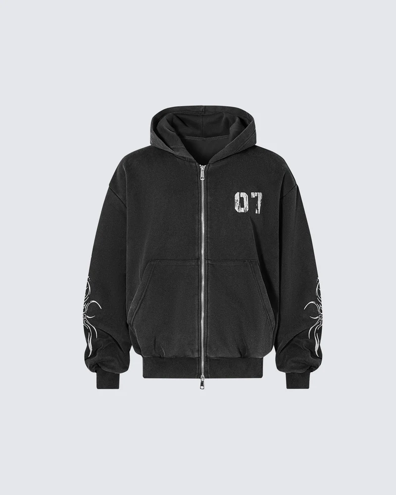 Gothic Tree Graphic Oversized Hoodie
