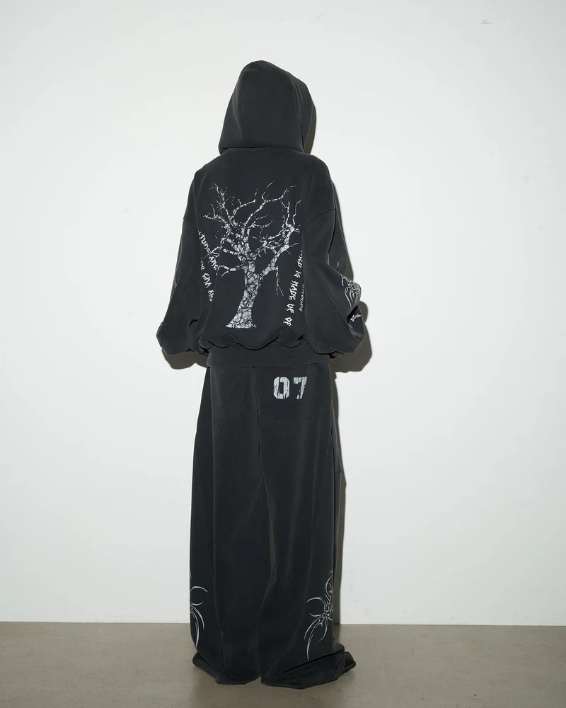 Gothic Tree Graphic Oversized Hoodie