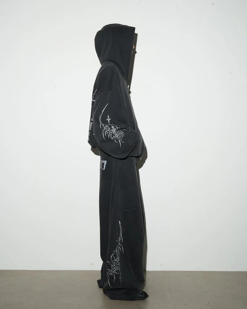 Gothic Tree Graphic Oversized Hoodie