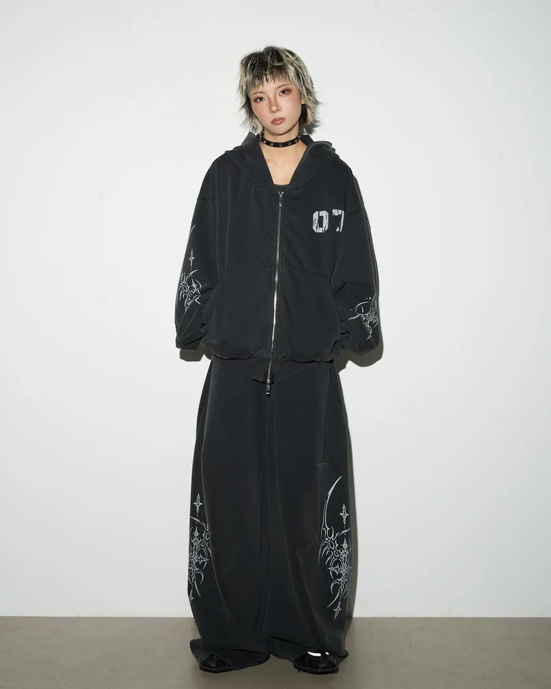 Gothic Tree Graphic Oversized Hoodie