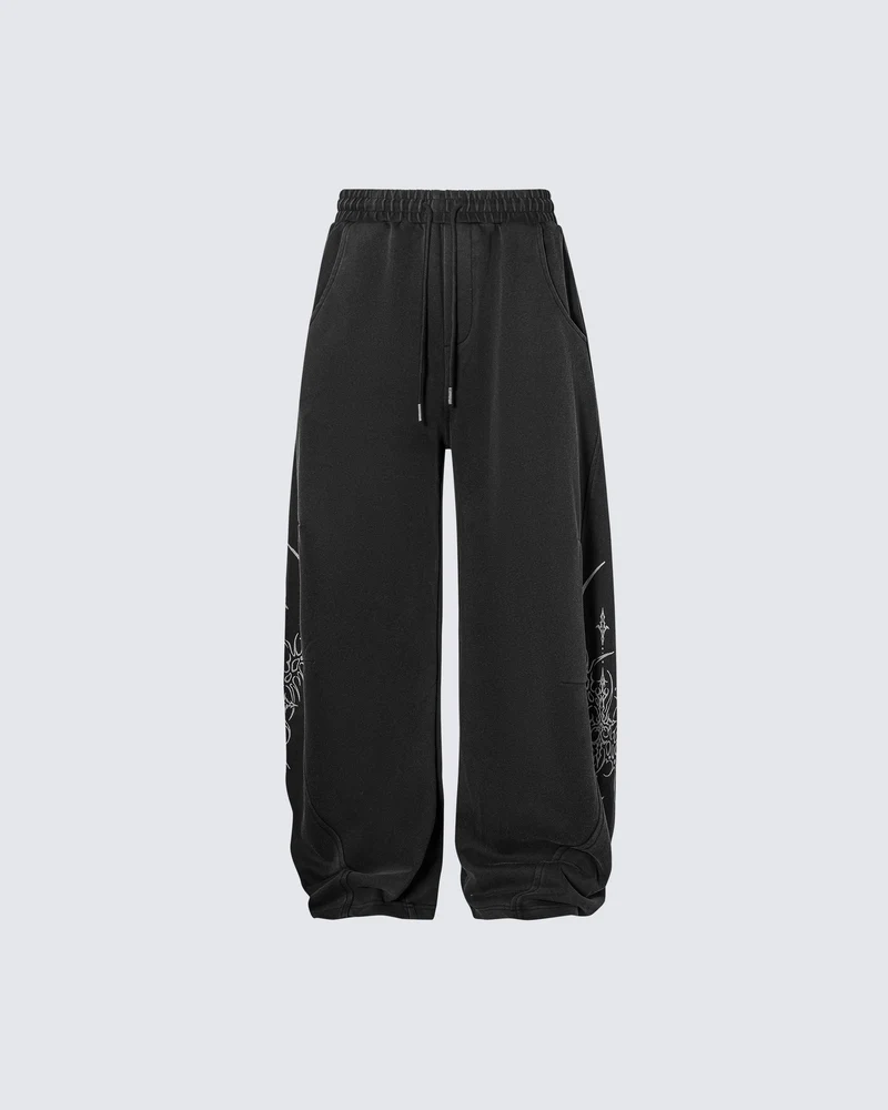 Graphic Wide-Leg Street Pants