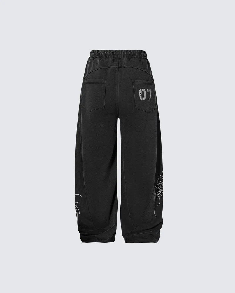 Graphic Wide-Leg Street Pants