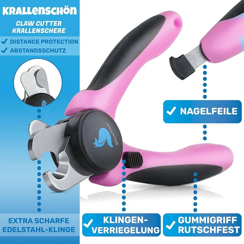 Krallenschere mit Schutz rosa