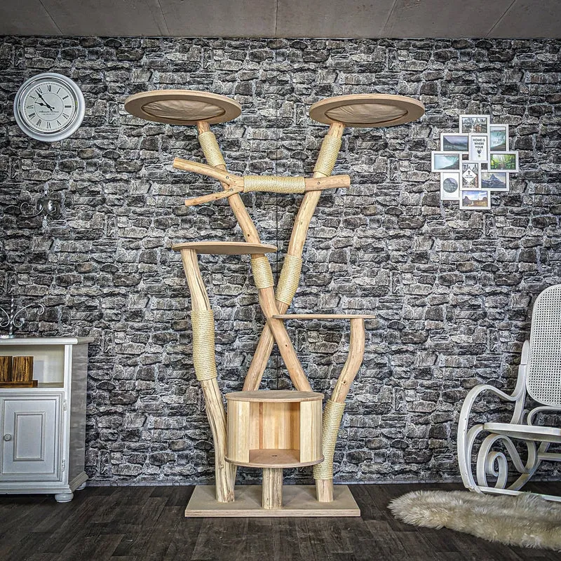 Naturkratzbaum 3832 Kratzbaum Natur Holz Design 193 cm hoch Katzenbaum