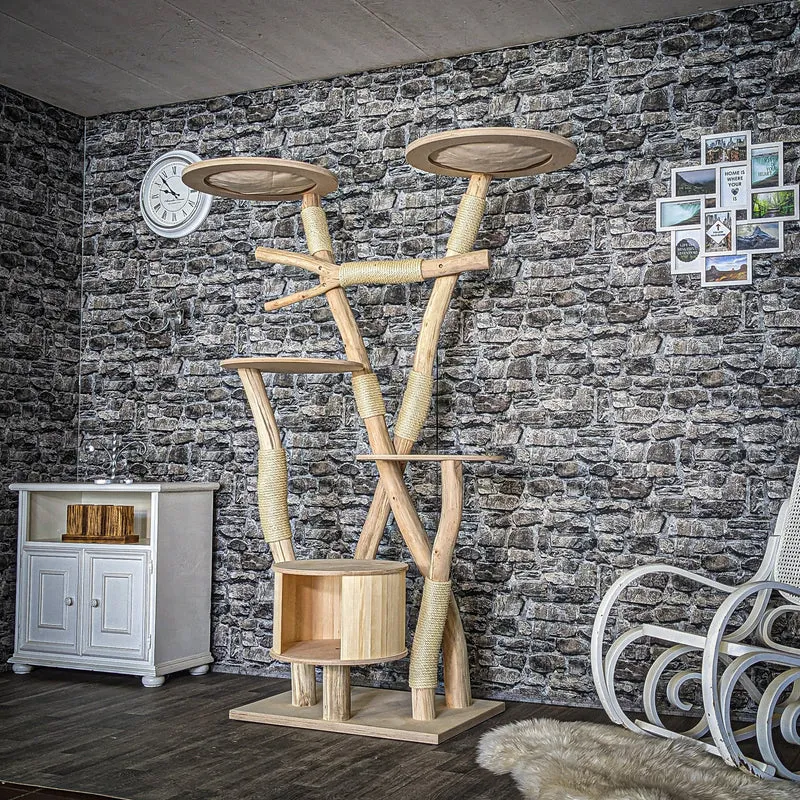 Naturkratzbaum 3832 Kratzbaum Natur Holz Design 193 cm hoch Katzenbaum