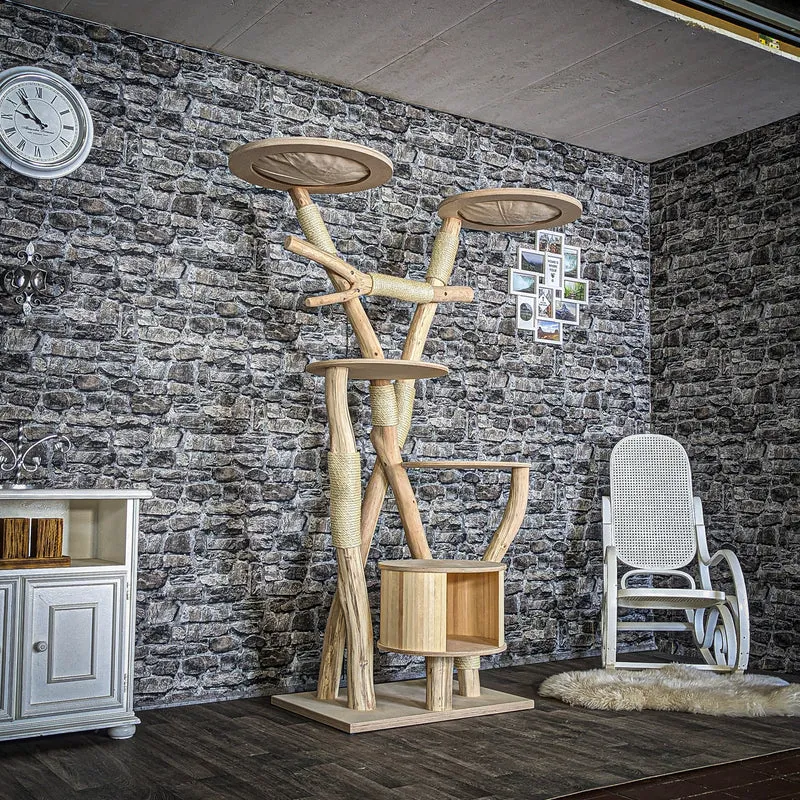 Naturkratzbaum 3832 Kratzbaum Natur Holz Design 193 cm hoch Katzenbaum