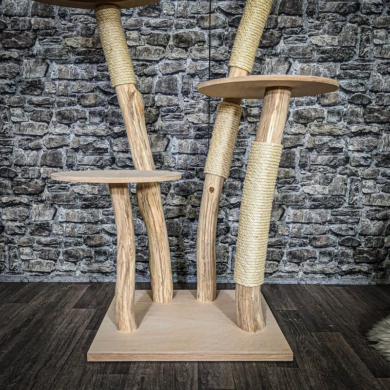 Naturkratzbaum 3825 Kratzbaum Natur Holz Design 144 cm hoch Katzenbaum