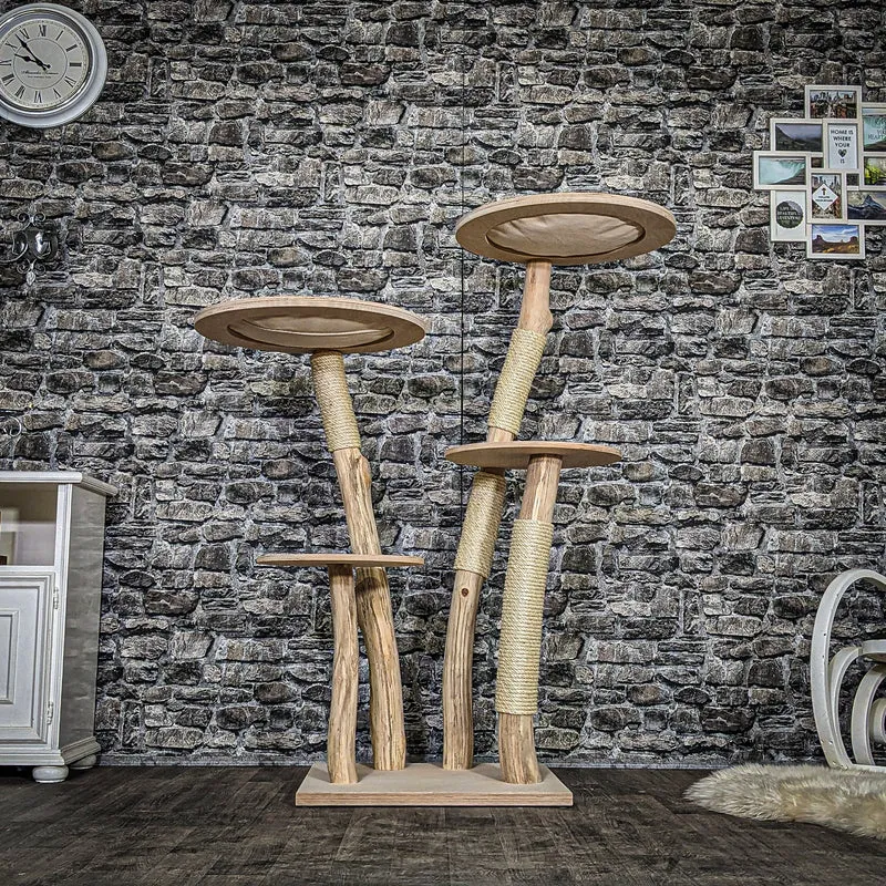 Naturkratzbaum 3825 Kratzbaum Natur Holz Design 144 cm hoch Katzenbaum