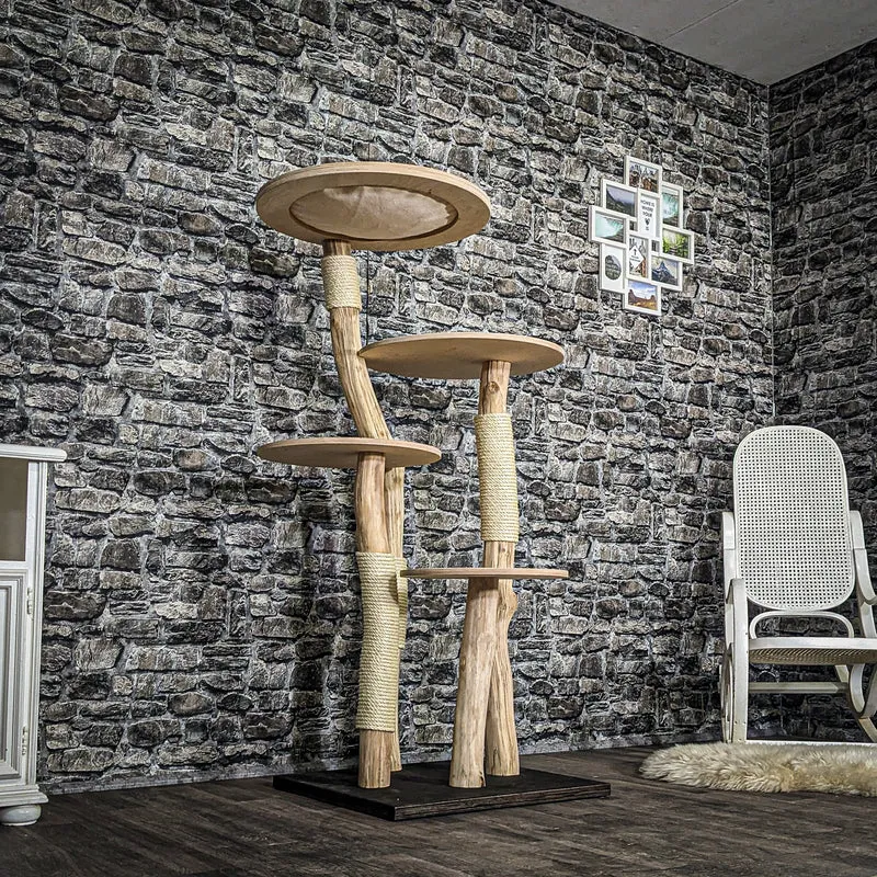 Naturkratzbaum 3820 Kratzbaum Natur Holz Design 144 cm hoch Katzenbaum