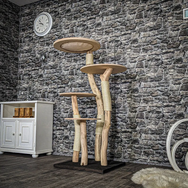 Naturkratzbaum 3820 Kratzbaum Natur Holz Design 144 cm hoch Katzenbaum