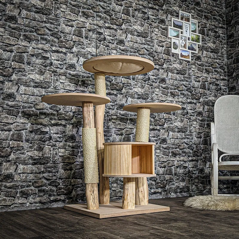 Naturkratzbaum 3819 Kratzbaum Natur Holz Design 116 cm hoch Katzenbaum