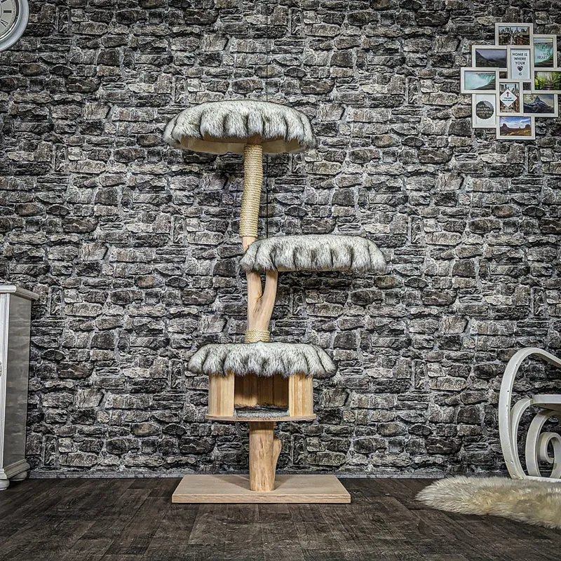 Naturkratzbaum 3818 Kratzbaum Natur Holz Design 144 cm hoch Katzenbaum